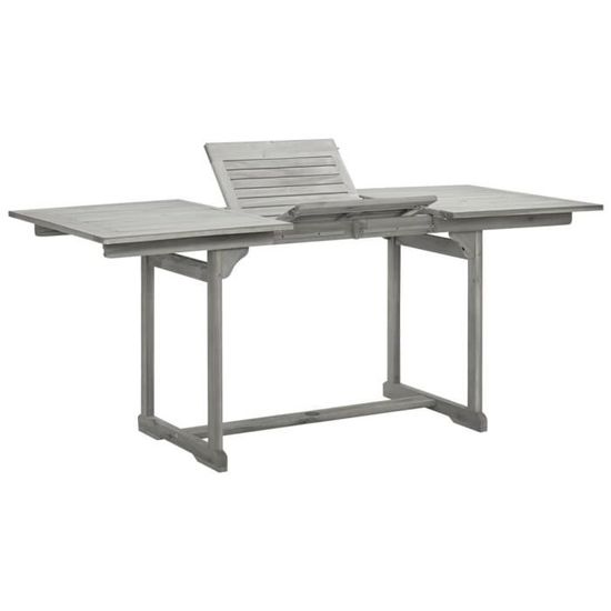 SIB Table à dîner de jardin (120-170)x80x75 cm Bois d'acacia massif ...