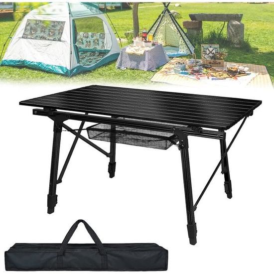 Ln-table De Camping Pliante Portable En Aluminium 90 53 Cm, Lgre
