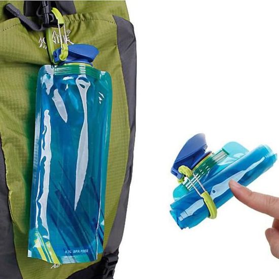 Trespass Hydromini Bouteille Sport Pliable 350 Ml – Sans BPA, Valve Morsure, Mousqueton, Mixte Bleu/Rose