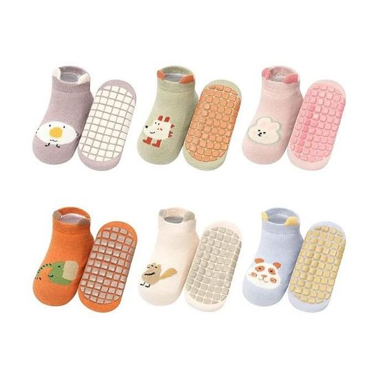 Adorel Chaussons-chaussettes Antidérapants Pour Bébé Fille - Lot De 2 Paires Motifs Animaux