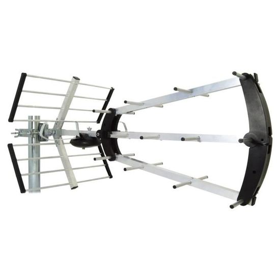 Antenne d'extérieur UHF Trinappe 4K HD amplifiée 57 dB