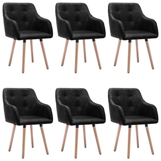 #66307 6 x Chaises de salle à manger Professionnel - Chaise de cuisine Chaise Scandinave - Fauteuil Chaise de salon Noir Tissu Parfa