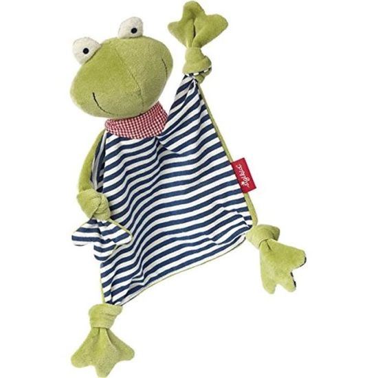 Doudou Plat Grenouille en Coton Biologique pour Bébé Unisexe - Sigikid - Vert-Bleu 27 cm