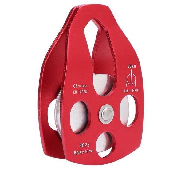 Poulie D'escalade 30KN Rouge - Pour Corde 13mm - En Alliage Aluminium-magnésium - Arboriste, Gréement, Travail Aérien