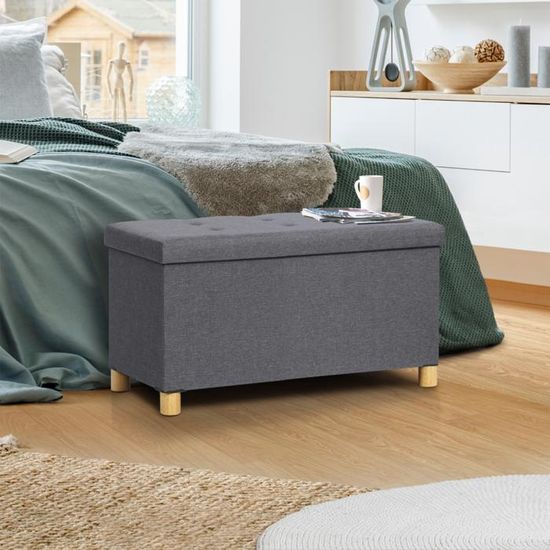 Banc cofe rangement sur pied 100 cm tissu bleu canard en ance Banc cofe rangement sur pied 100 cm tissu bleu canard en ance