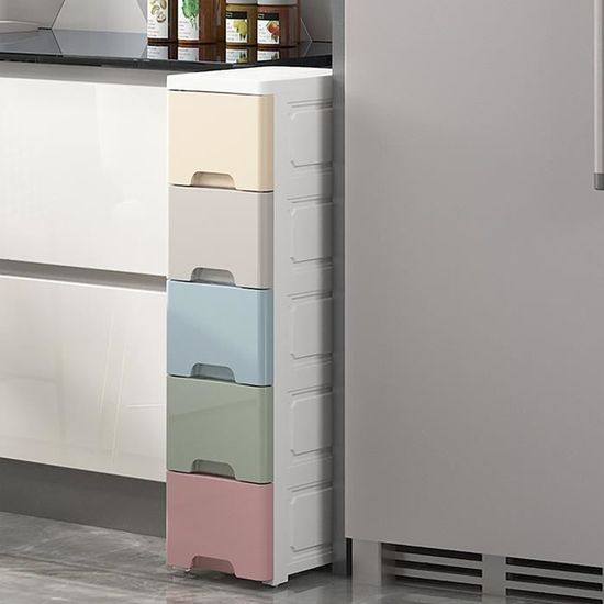 Tour De Rangement 4 Tiroirs En Plastique Style Rotin - Couleur Vert Sauge, Idéal Bureau Ou Maison