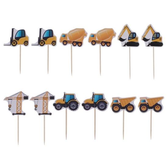 Bymivofun 28 Pièces Topper De Gâteau De Petit Gâteau De Véhicule De Construction, Décoration De Gâteau D'Excavatrice De Voiture, Pour La Décoration De Fête D'Anniversaire D'Enfants Garçons D'Enfants - 1
