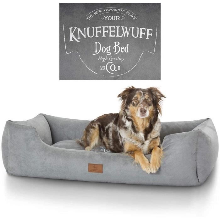 Knuffelwuff panier chien, lit pour chien, coussin, corbeille pour chien Liam, imprimé, gris M-L 85 x 63cm 340442