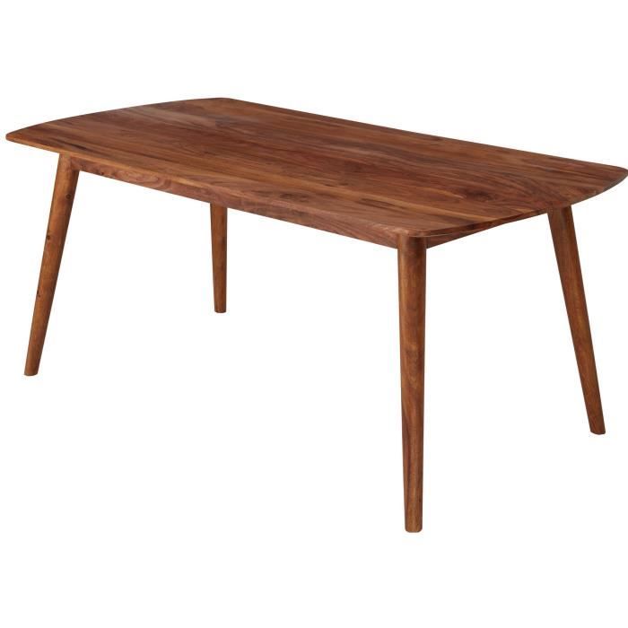 Table de salle à manger en bois massif marron rustique en bois massif sheesham L. 180 x P. 90 x H. 76 cm collection Yuna Marron