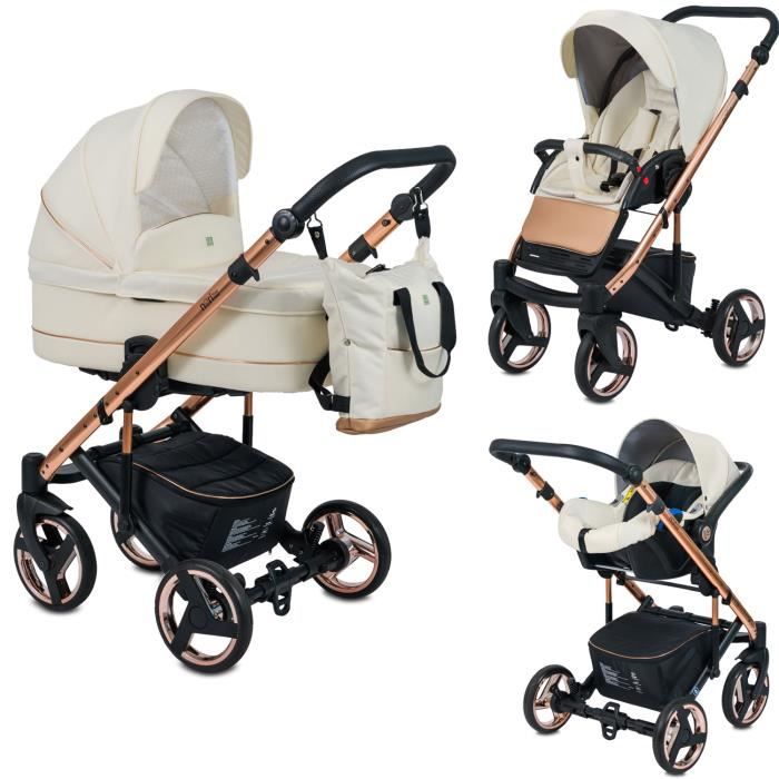 Poussette Trio 3 en 1 Neri Edition Exclusive RoseGold Summer Sky Vanille– Landau, poussette promenade, siège auto Groupe