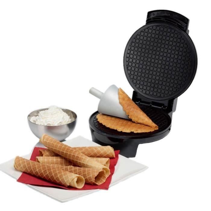 Gaufrier, Préparez des Cornets de Glace, des Gaufres, Plaques Antiadhésive Puissance 1200W
