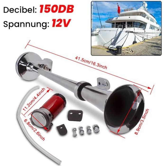 150dB 12V klaxon d'air de corne corne de klaxon d'air avec compresseur pour bateau camion