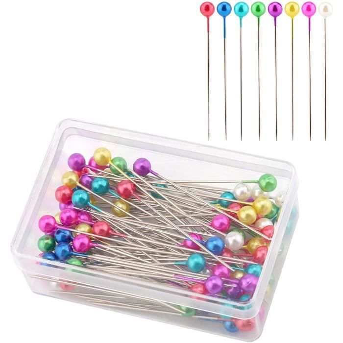 100 Pièces Épingles à Coudre 4CM, Tête De Boule En Verre Coloré, Épingles à Piquer Droites Pour La Décoration