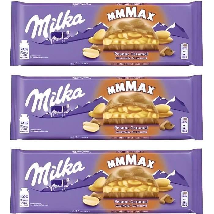 [ Lot de 5] Tablette chocolat au lait fourré cacahuète & caramel de Milka - 276g (3 tablettes par lot)
