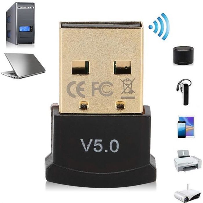 Récepteur Bluetooth 5.0 Adaptateur Audio Stéréo USB sans Fil Accepteur Émetteur à Double Mode pour TV PC -NIM