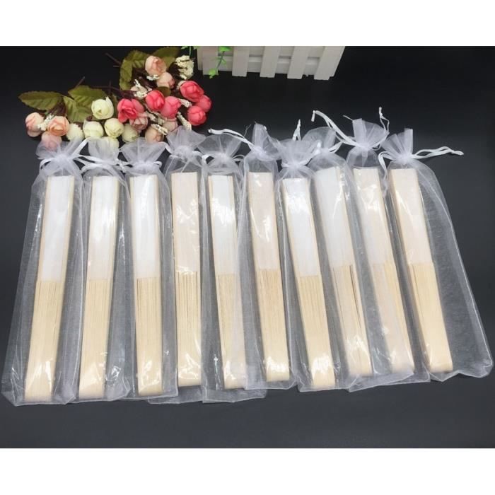 Objets décoratifs,Éventail élégant en soie pliable,24 pièces-lot,avec sac cadeau,pour mariage et fête,21cm - Type WHITE -C