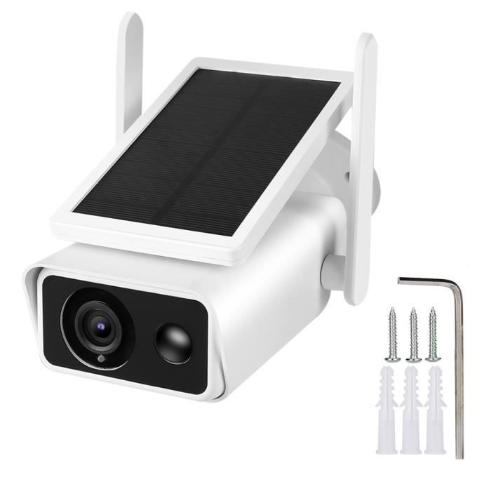 Système de moniteur de caméra de surveillance, 1080P HD WiFi Bullet Camera Panneau solaire extérieur étanche PIR Intercom