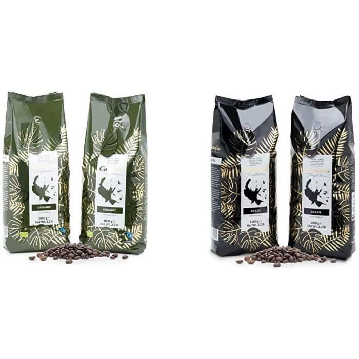 Café en grains Consuelo bio et issu du commerce équitable 2 x 1 kg & Café Brazil Consuelo en grains 2 x 1 kg