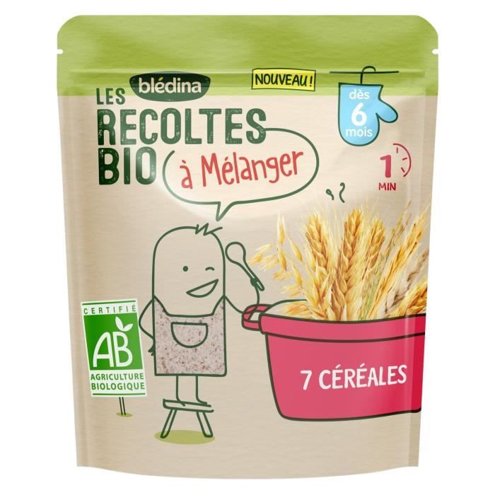 Lot De 12 Bledina Les Recoltes Bio Repas Bebe 7 Cereales A Melanger Des 6 Mois Sachet De 180g Bledina Shoptimise