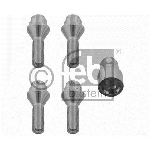 Jeu de 4 vis antivols de roue auto, coniques 12x1,25x30 Febi 27052