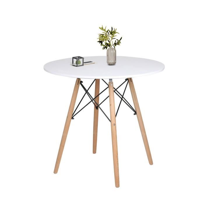 Table de Salle à Manger Scandinave Design Blanc Ronde 80x75cm