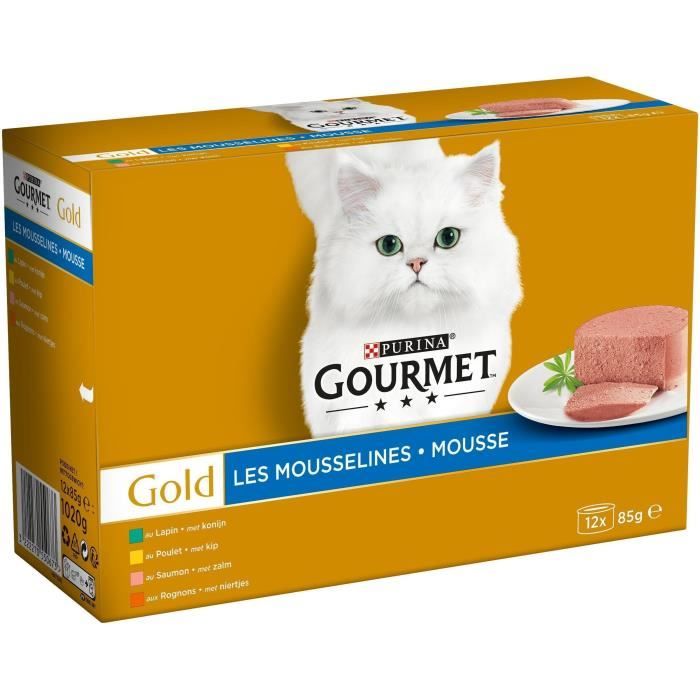 GOURMET GOLD Les Mousselines - Pâtée pour chat 4 variétés - 12x85 g