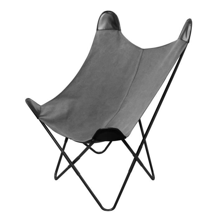 BIRDY Fauteuil Papillon Uni - Tissu Gris foncé - L 74 x P 79 x H 101 cm