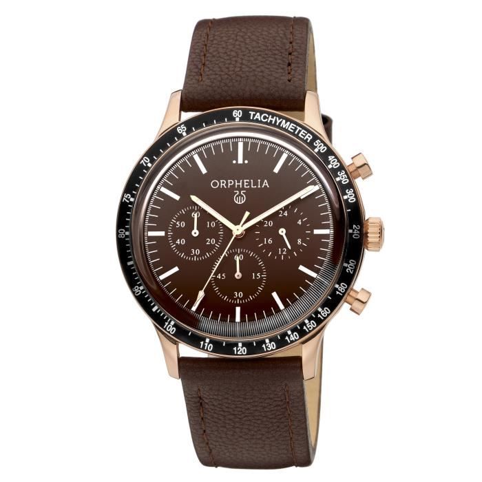 ORPHELIA - Montre Homme - Quartz Chronographe - Bracelet Cuir Marron - OR81604