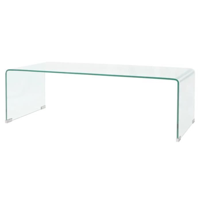 Table basse design scandinave salon contemporain 100 x 48 x 33 cm Verre trempé Transparent