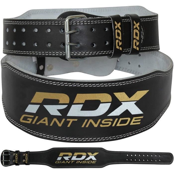 RDX Ceinture de Musculation 4- Cuir, Bodybuilding Belt Vachette Fitness Bodybuilding Force Belt, Lombaire Halterophilie Entraînement