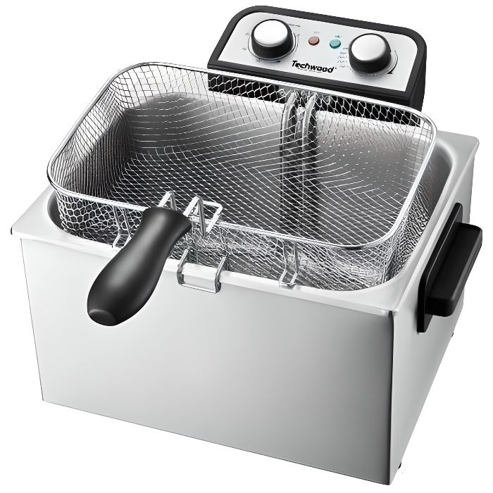 TECHWOOD TFR-530 Friteuse -3000W - 5L - Livrée avec : - 1 grand panier - 2 paniers moyens - Inox