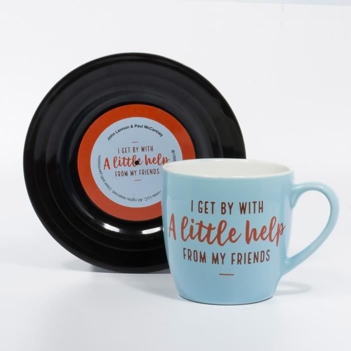 LYRICAL MUG L&M Pack Mug et Soucoupe - Friends - Bleu ciel / Noir