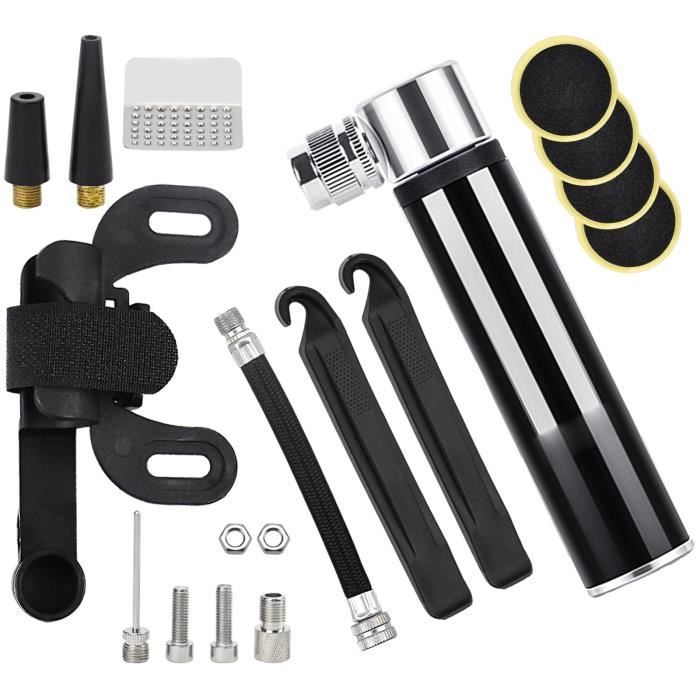 Mini pompe à vélo portable 120 PSI pour VTT, vélo de course, BMX (Noir)