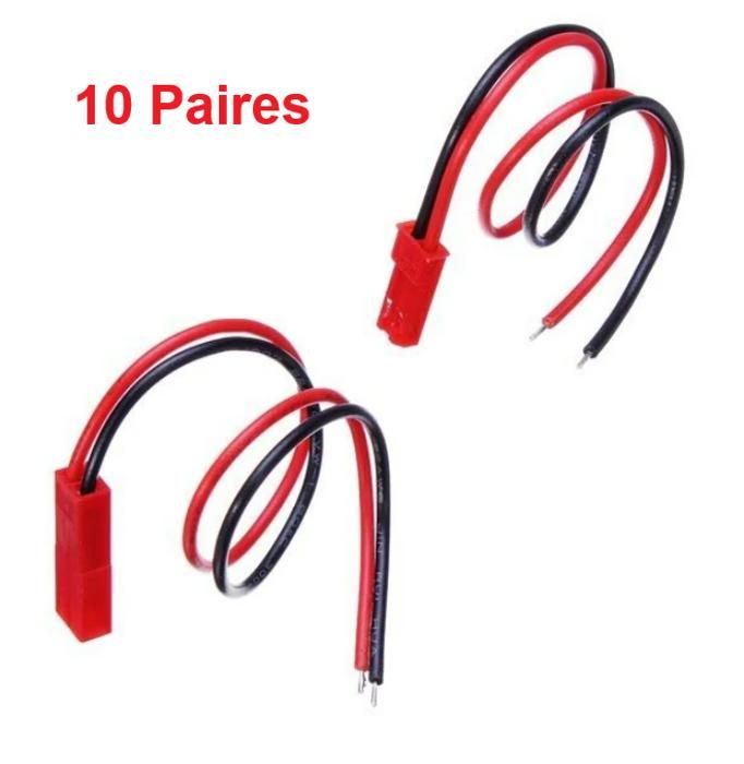 Lot De 5 Connecteurs JST Femelle Vers JST Femelle - Câble 5 Cm - Pour Moteur RC, ESC - Sans Soudure - 3