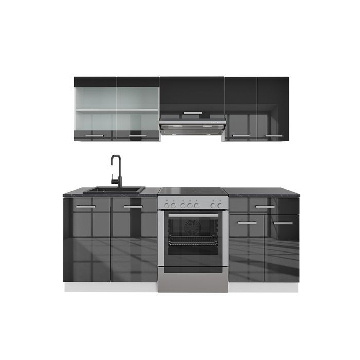 Cuisine Fame-Line, 240 cm sans plan de travail, Blanc campagne/blanc Cuisine Fame-Line, 240 cm sans plan de travail, Blanc campagne/blanc