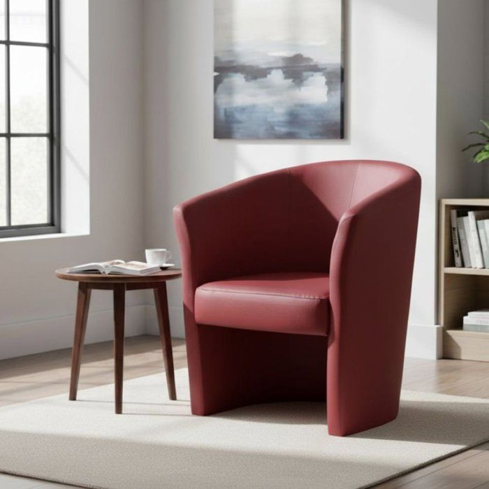 Dmora - Fauteuil Ago 64x63xh76 cm rouge Panneau effet bois Similcuir et Mousse de polyuréthane Dmora - Fauteuil Ago 64x63xh76 cm rouge Panneau effet bois Similcuir et Mousse de polyuréthane