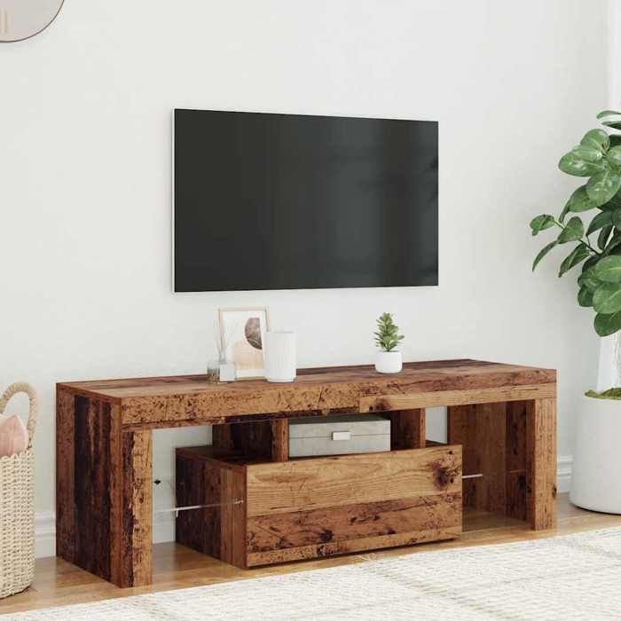 vidaXL Meuble TV avec lumières LED vieux bois bois dingénierie support TV meuble multimédia console TV meuble hifi 856301