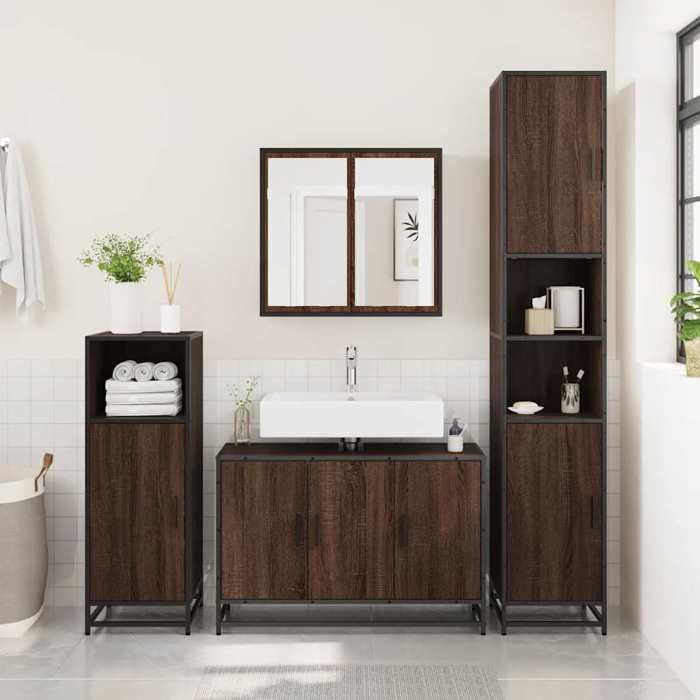 vidaXL Armoire de lavabo de salle de bain chêne marron 90x33x60 cm meuble de lavabo de salle de bain meuble de salle de 849273
