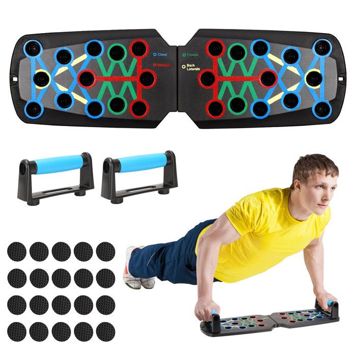 Planche De Pompes Multifonction - Code Couleur Pour Positions, Antidérapante, Pliable - Pour Musculation Maison, Pectoraux, Triceps