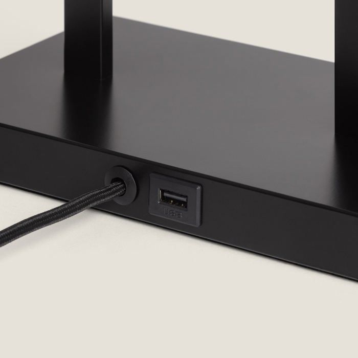 Lampe à Poser Métal avec Port USB et Interrupteur Tactile Tianna Noir