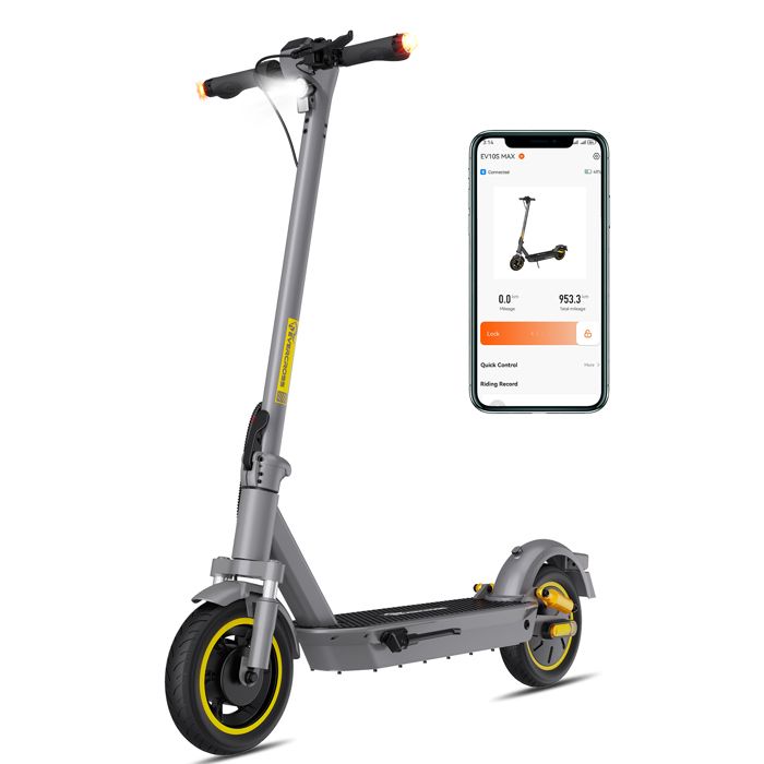 Trottinette Electrique Adulte 10 EVERCROSS TECH Moteur Max1100W Batterie 48V18Ah 90km Bluetooth APP Avec Écran Gris