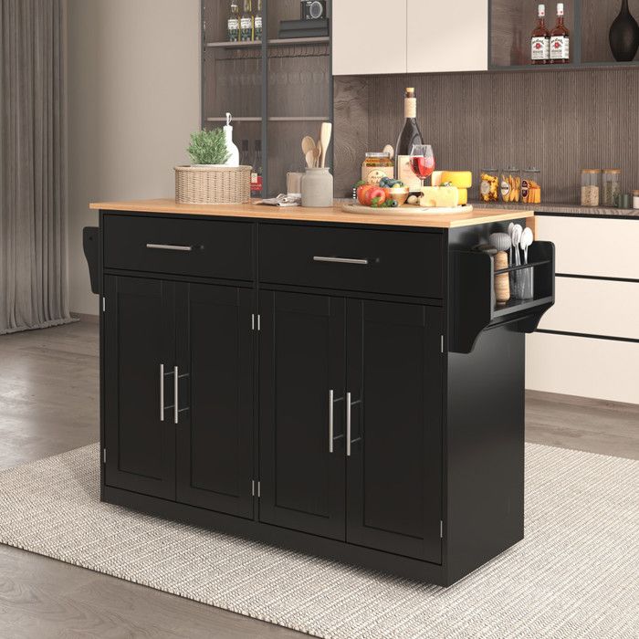 Buffet bas 120 x 46 (70) x 91 cm avec plateau rabattable Buffet de cuisine avec roulettes Buffet salle a manger en noir