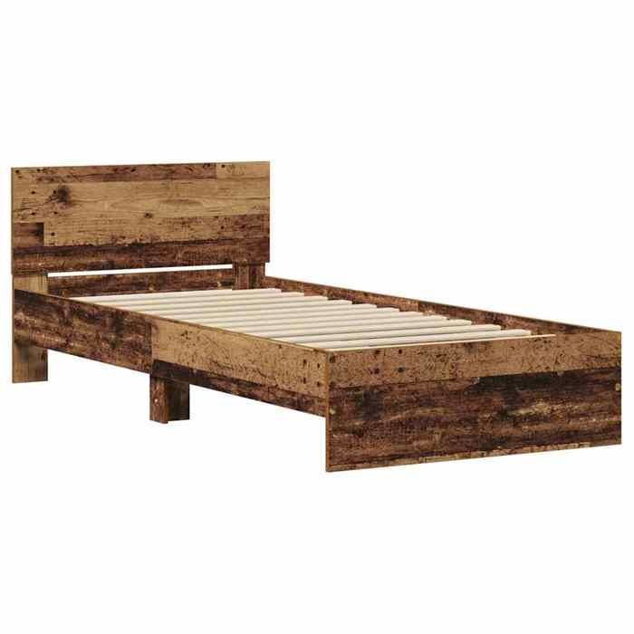HSF®Cadre de lit - sans matelas - bois ancien 90x190 cm - bois dingénierie - 1 personnes - 1 PLACE czd448389