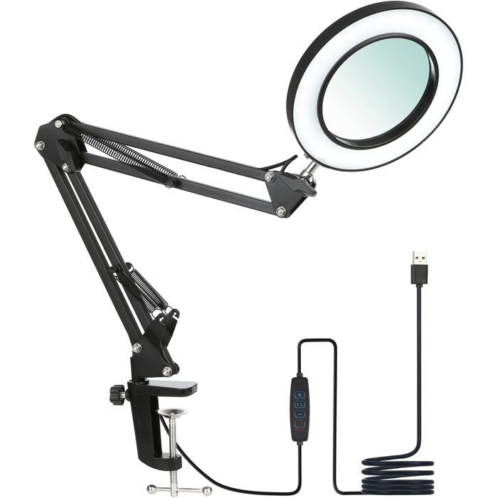 Led Lampe Loupe 7218Gr Avec Lentille En Verre De 127 Mm, Lampe De Travail, Convient Pour