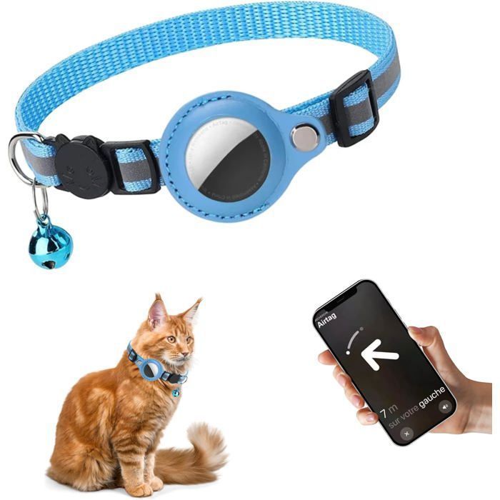Comparer les prix de Collier GPS pour chat avec traceur anti-perte intégré compatible avec les boîtiers AirTag et doté dun  positionnement global-Bleu