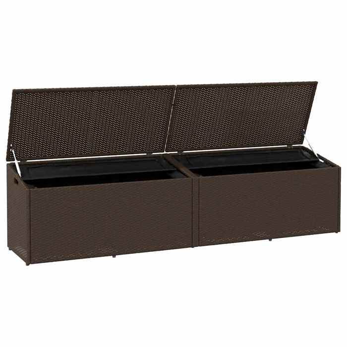 ShieldPro®COFFRE DE JARDIN SOLOMON Boîte de rangement de jardin - FAFA-TOP - Meuble de jardin - marron 220x50x58 cm résine tressée