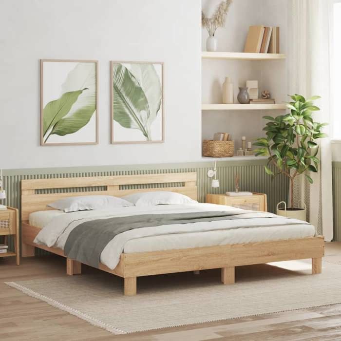 Mode Meuble de chambre - vidaxl - Cadre de lit sans matelas - chêne sonoma 160x200 cm - pour maison N1B13553