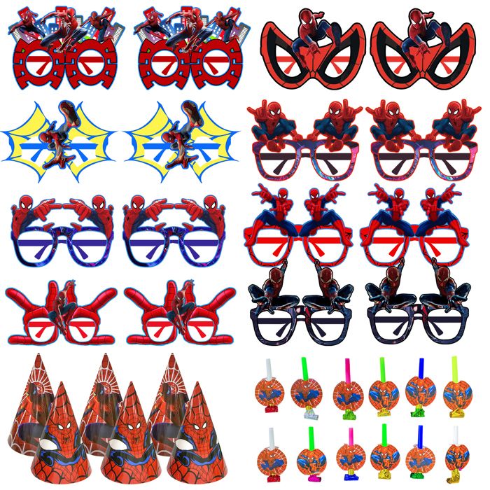 Décoration de fête - INBOXXARTY - Ensemble Spider-Man - 6 verres papier - 6 chapeaux - Multicolore