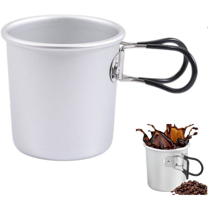 Mug De Camping En Aluminium 150 ml Anse Pliable Tasse Café/Thé Compacte Pour Randonnée Trekking Voyage Pique-nique