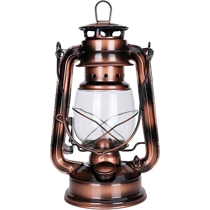 Lampe à Pétrole Vintage-Lanterne Vintage-Extérieur Lanterne Tempête-Lampe à Huile Vintage -Paysage-Camping (Bronze)